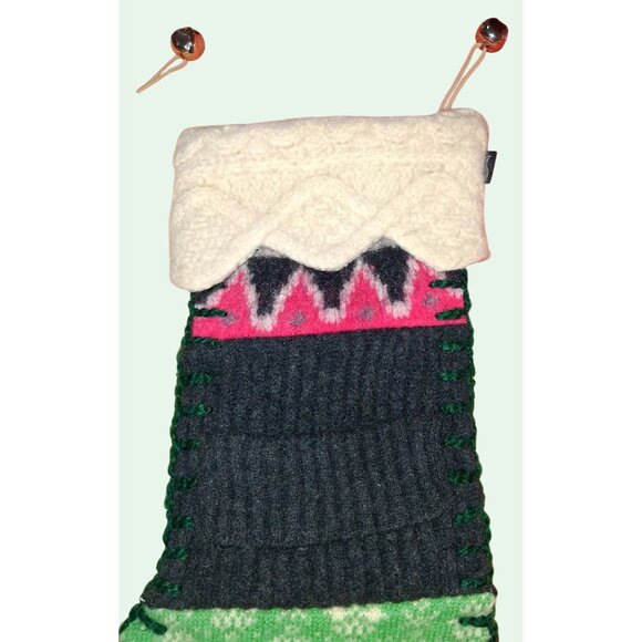 BaaBaaZuzu Handmade One of a kind Wool Knit Christmas Stockings Eco Friendly - Picture 4 of 9